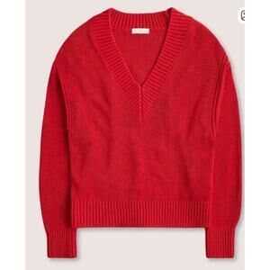J. Crew Relaxed V Neck Sweater Womens XS Cardinal Red Classic Cotton Preppy